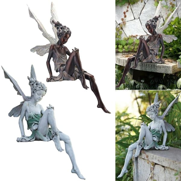 IC Sittende Hagearbeid Resin Fe Statue Hagepynt Resin Håndverk B