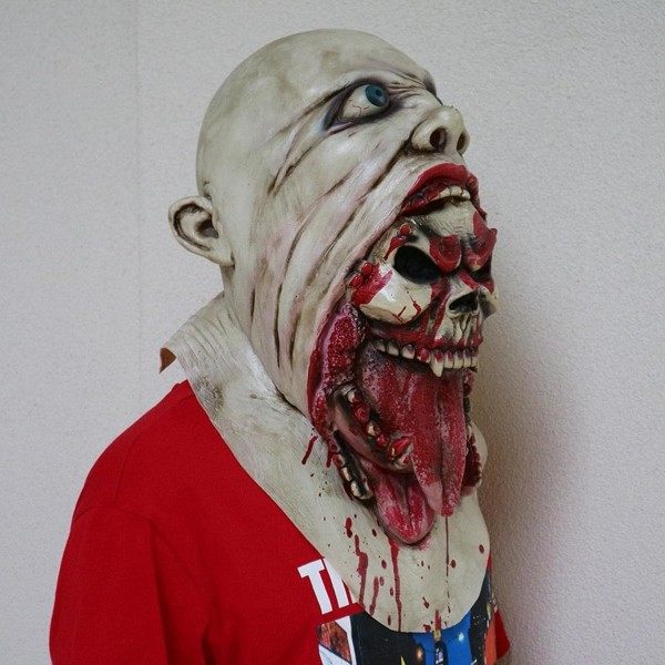 IC RONGbbppQ Halloween-kallo irtoaa kaksoiskerroksisesta naamiosta, Halloween-kauhumask Dd