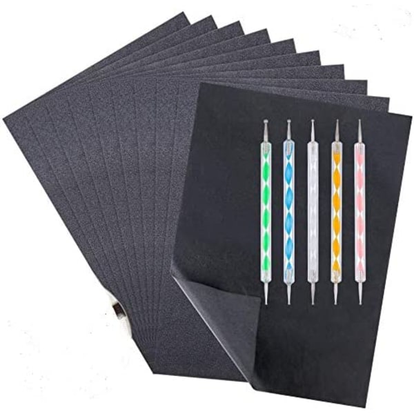 IC 100 ark sort koloverføringspapir grafitpapir, med sæt og penne, til træ, papir, duk, etc.