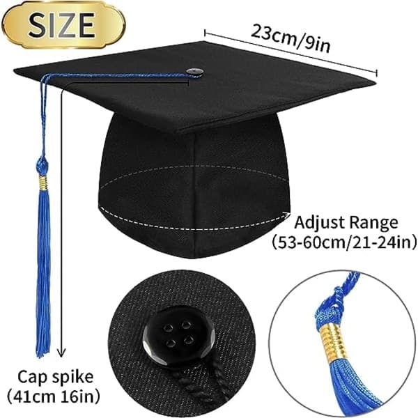 IC Unisex Eksamenshue, Justerbar Cap til Graduation University High School Master Hat