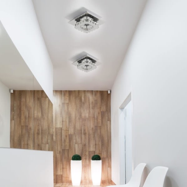 Krystall taklampe, rustfritt stål taklampe, 12W LED taklampe for stue gang soverom