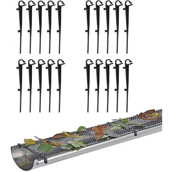 Förpackning med 20 PP Stuprörsskydd Nätfästningskrokar, 16cm Längd, 7.2cm Centrumavstånd, Svart