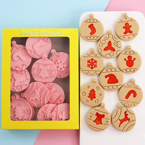 IC 10st God Jul Kakform Set Rund XMAS Träd Fondant Em