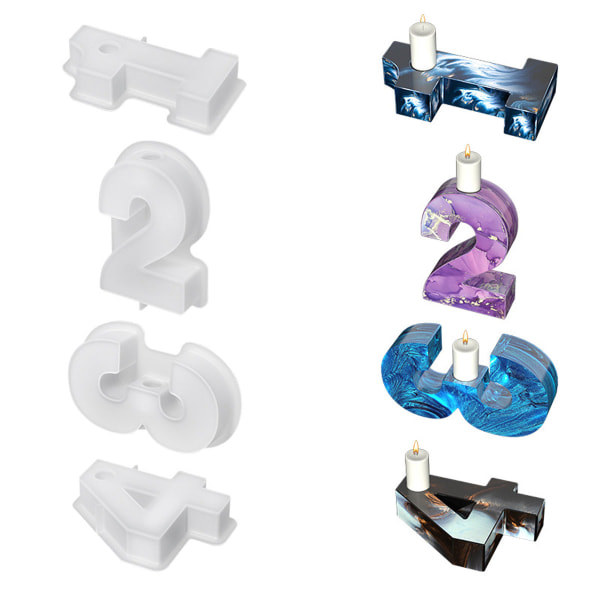 IG 4st DIY Siffror (1-4) Ljushållare Silikonform