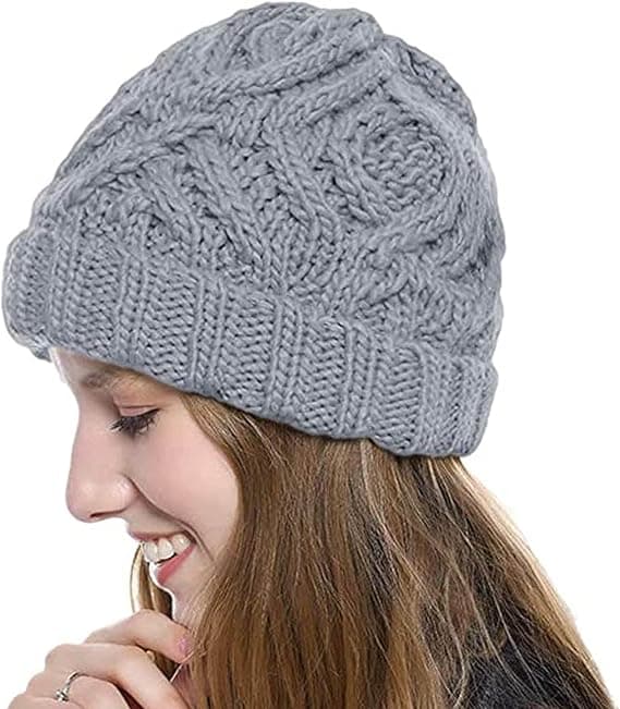 Dames Vinter Vintage Strikket Beanie Chunky Cable Knit Blød Varmt