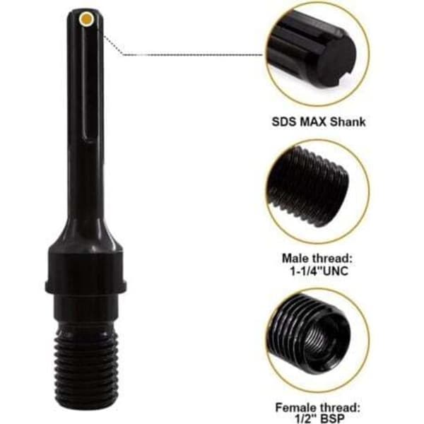 1 1/4\" UNC til SDS Max Adapter til 190mm Diamantborekrone, Borekrone, Hulsave
