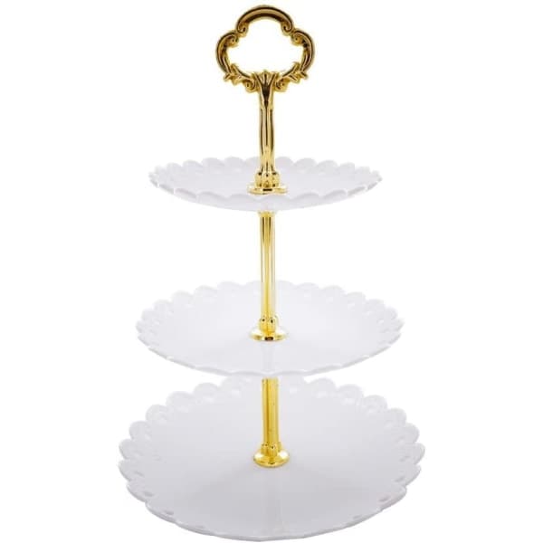 IC 3-etasjers Cupcake Stativ, Ostebrett Cupcake Dessert Stativ, Metall Hvit