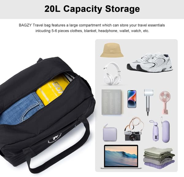 Multi-compartment Travel Bag - Foldable Large Capacity Suitcase, Designed for Students and Short Business Trips, 40x20x25 cm.