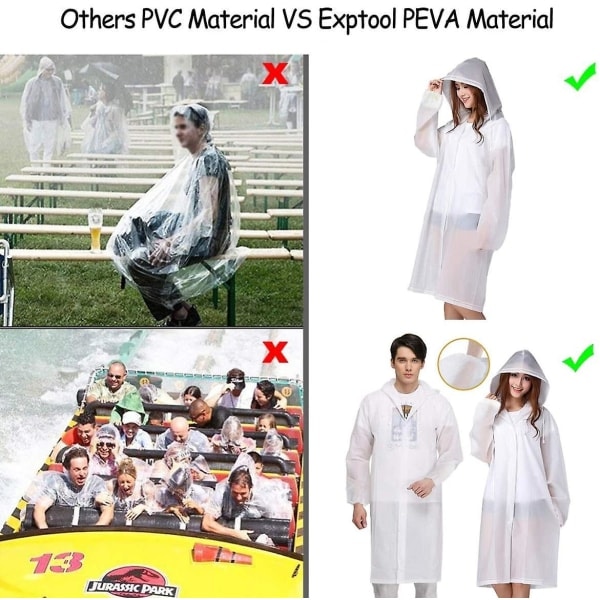 IC Lang bærbart regnfrakk for menn og kvinner (hvit)