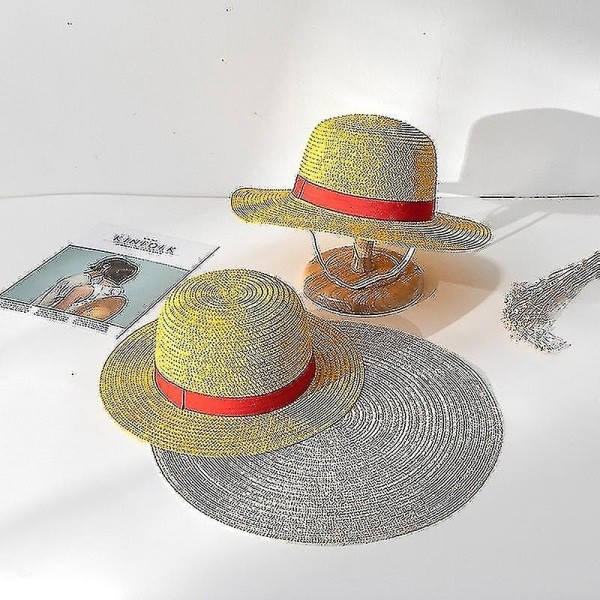 IC Luffy Halmhat One Piece Cosplay Hat Anime Sol Strandhat Halloween Performance Kostume