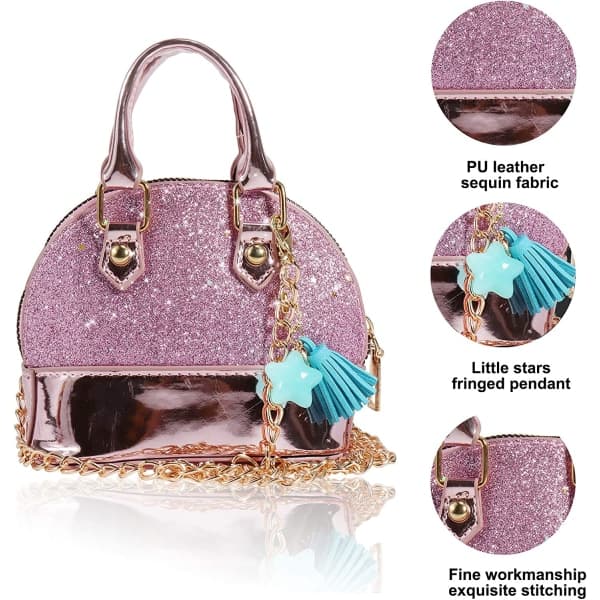 IC Paljetter Handväskor Mini Princess Handväska Skalformad Crossbody-väska
