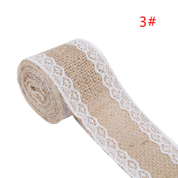 IC 5 stk 2 Meter/Rulle Jute Burlap Hessian Spetsbånd Hvid Spets Tri 5 stk