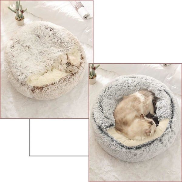 IC Fluffig plysch husdjursbädd, mjukt självvärmande husdjursbo, 40cm