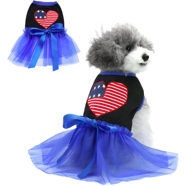 IC 4 juli Hundklänning Patriotisk hunddräkt for små hunde Katter Amerikanska USA Flagga Hundkläder Pet Stripes Klänning (stor)