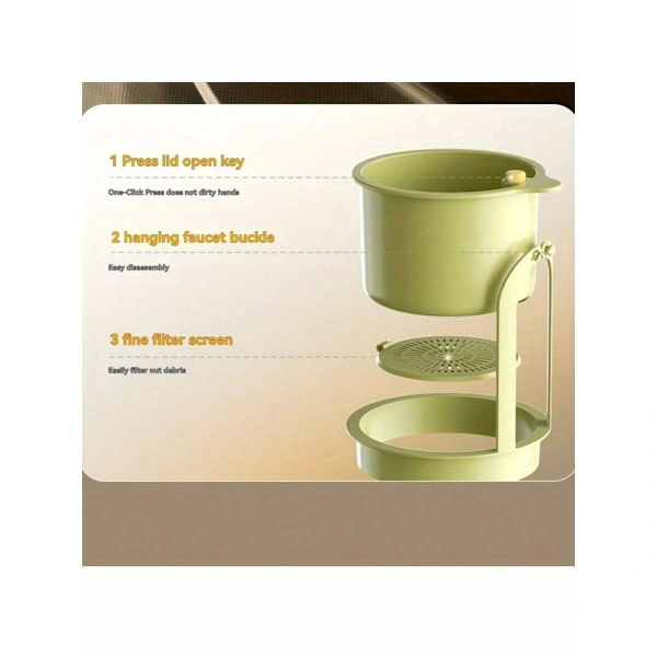 Self-cleaning sink strainer with push function and removable base - Heavy-duty ABS plastic kitchen drain strainer, dishwasher Green Green