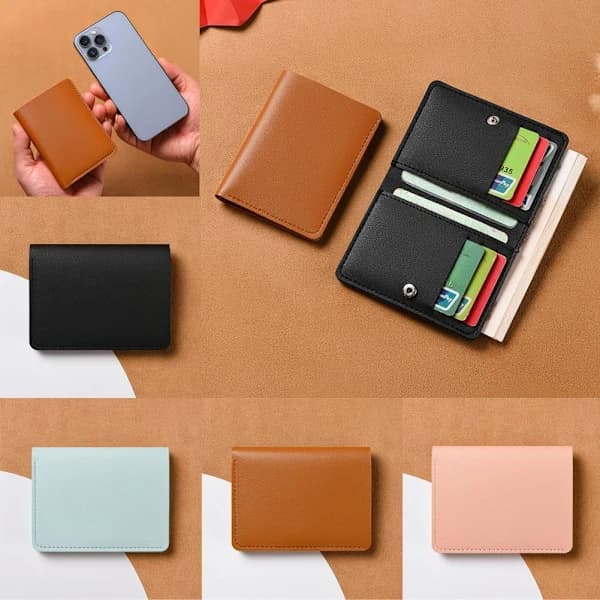 Liten plånbok Bifold Läder Kort Plånbok Mini Handväska P8I7 PU Fodral Plånbok' A1U7