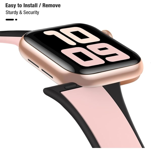 Apple Watch -ranneke, IC-suunniteltu, 38 mm, 40 mm, 41 mm (musta/vaaleanpunainen)