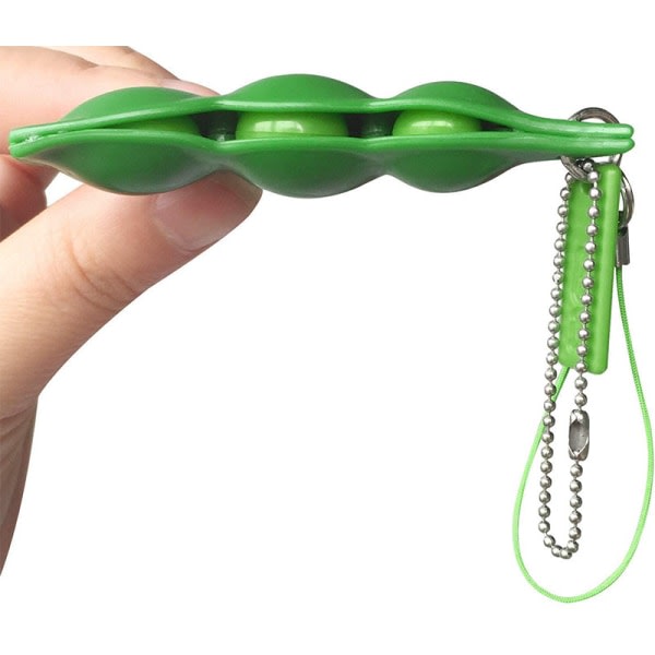 6. Fidget Legetøjssæt, Edamame Nyckelring Squeeze-a-bean Soja Edamame Stress Relief Anti-ångest Rolig Bean Toy IC