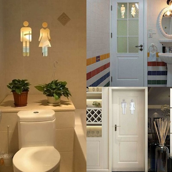 Toalettdekaler, 12x4cm, WC-skyltar med symboler för män och kvinnor, Lätt att fästa WC-skyltar för män och kvinnor för toalett WC