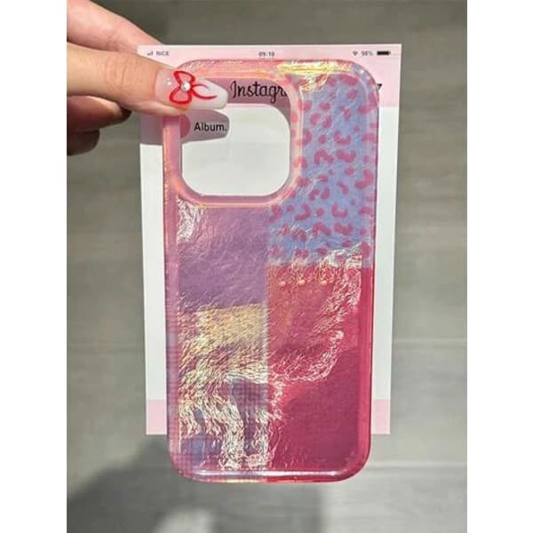 Retro Colorful Plaid Protective Case Compatible With IPhone 16 Pro Max Pink iPhone 16 Pro Pink iPhone 16 Pro