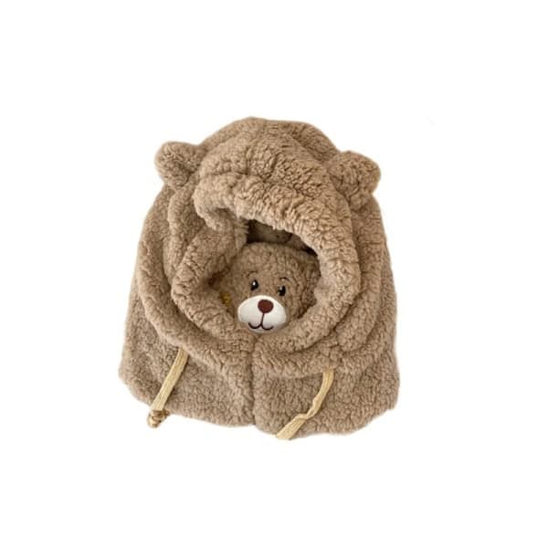 IC e Bear Ears Varm Mössa Vindtät Halsduk Huva Student Plus Cash Vit One Size