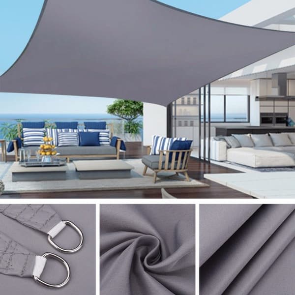 Solsejl, Vandtæt 420D Polyester, 95% UV-beskyttelse, Forstærkede Hjørner, Til Have Terrasse, Mørkegrå, 2,5 x 3 m