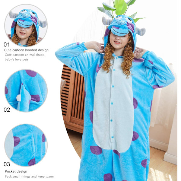 Onesies for kvinner, Onesies for voksne menn, Pyjamas-onesies, Enhjørning, Flanellpyjamas, Dyre-onesies, 3D hettegensere, Halloween, Julekostymer Sullivan L