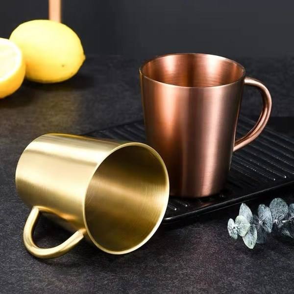 IC 300 ml dubbelväggig vattenkopp för hemmagjorda drycker, rostfritt stål Rose Gold