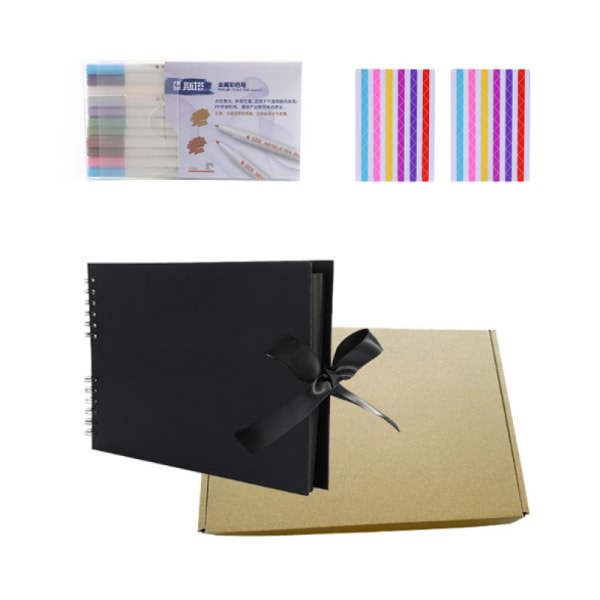 IC Fotoalbumi 80 mustaa sivua scrapbook-fotoalbumi, jonka voit suunnitella itse 40 arkki 28 x 20 cm liimattava fotokirja DIY