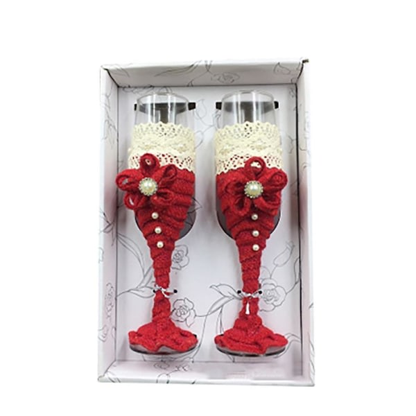 IC 2st Set Bröllopsglas Mode Rostat bröd Bröllopsglas Crystal Champagne Flutes Brud och