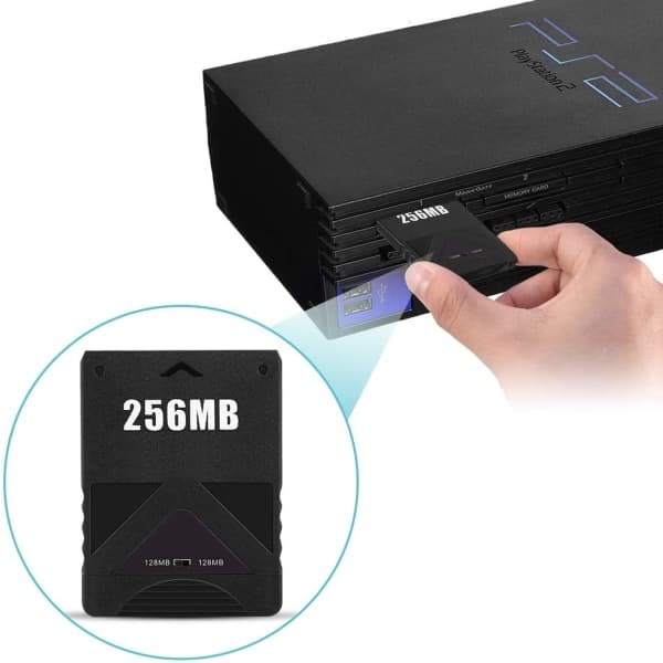 IC PS2 minnekort 256 MB, PS2 minnekortadapter, fungerer med både standard
