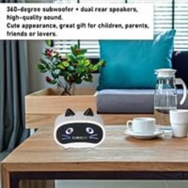 IC Tecknad kattväckarklocka dubbel väckarklocka, Bluetooth-högtalare, handsfree-samtal