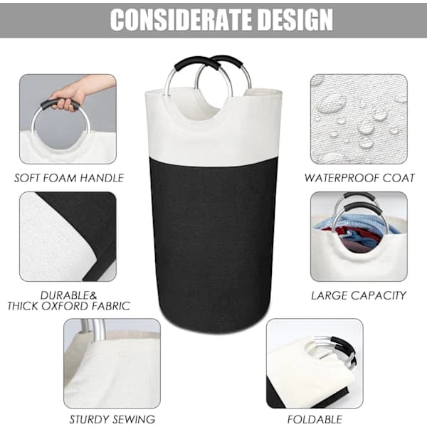 Large Waterproof Foldable Laundry Basket with Handles, Laundry Hampers for Laundry Room, Bedroom, Bathroom