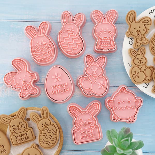 IC 8 stk/sett påskekakeform Egg Biscuit Form 3D Cartoon Bunny M