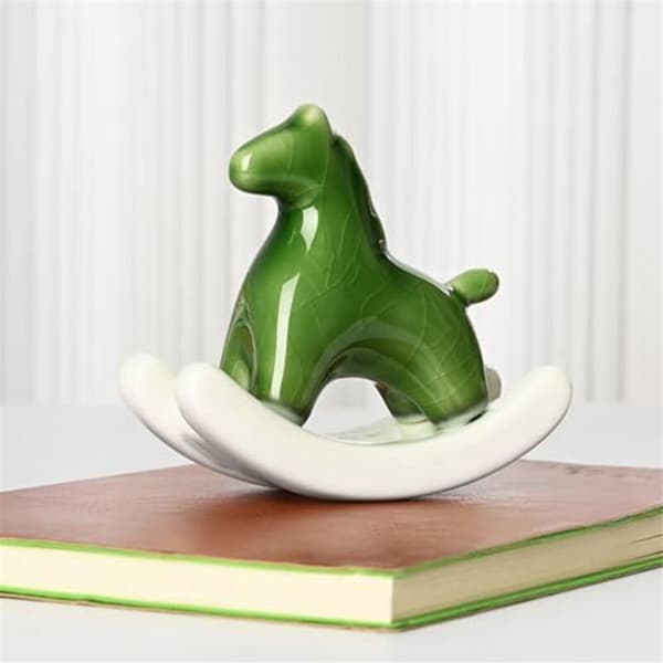 Keramisk Gung Häst Staty för Hem Modern Konst Skulptur, B