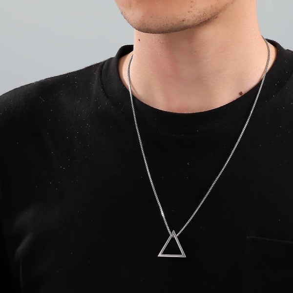My Shape Punk Trekant Halskæde til Mænd Dreng Geometrisk Firkant Rustfrit Stål Halskæde Mode Mænd Smykker Streetwear Trekant og Firkant