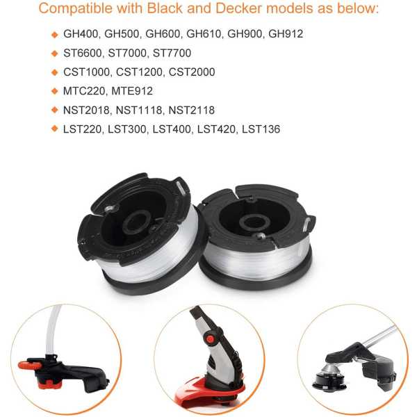 IC 3/4/6 deler utskiftbar Kompatibel med BLACK+DECKER AF-100 Trimmerspole - 3-pakning