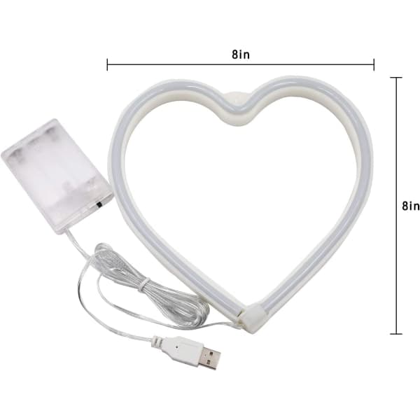 IC Hjärtformade neonskyltar, batteridrivna eller USB-drivna LED-neonljus