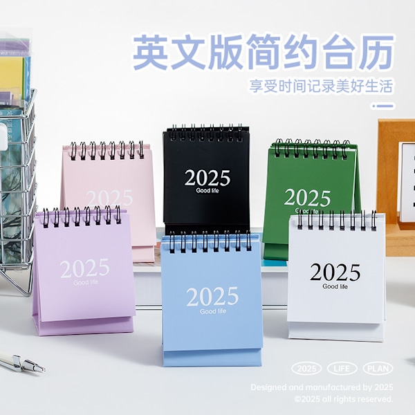 2025 enkel engelsk version mini skrivebords kalender Morandi skrivebords kalender bordpynt bærbar kalender 6 stk 2025