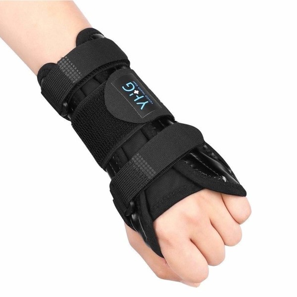 IC Andas Tumstöd，Brace med metallskena stabilisator och justerbara remmar Handledsstöd universal PU
