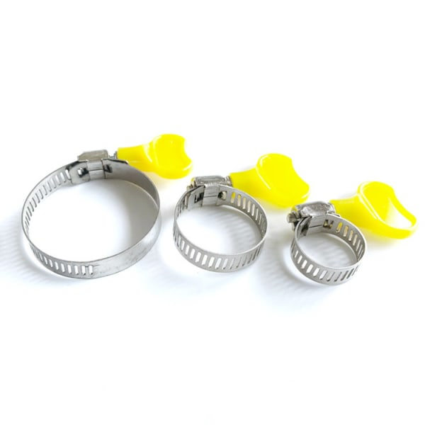 IC-paket med 10 slangklämmor i rostfritt stål, 25-40 mm med vingmutter (25-38 mm gul) | 9 mm slangklämma för pool, tvättmaskin, bil