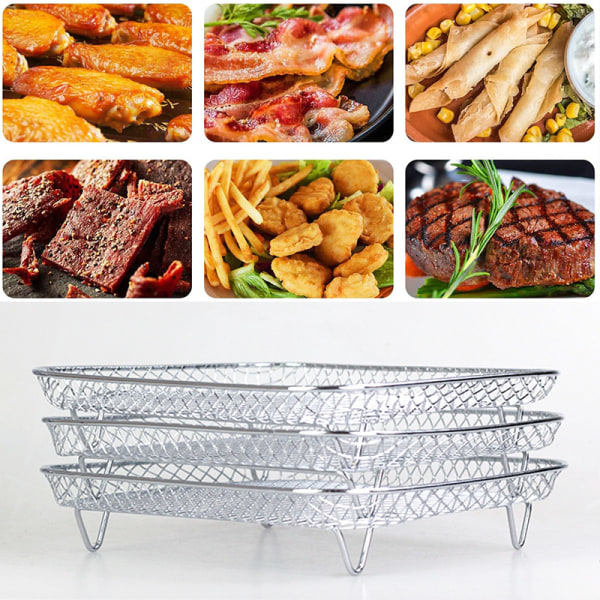 Airfryer-stativ Tre-lags stabelbare dehydrator-stativer i rustfrit stål