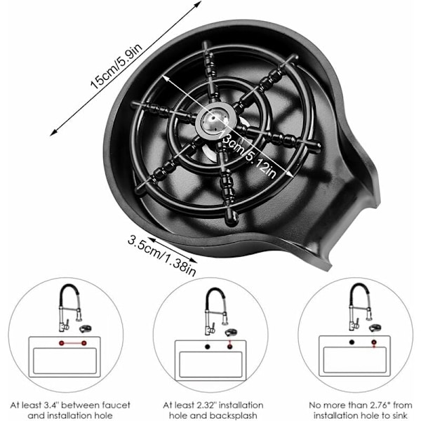Bordplade Glasvask Vask, Hurtig Skyllemaskine, Vask Skyllemaskine, Automatisk Kopvasker, med 360° Roterende Jet, 35 15 cm