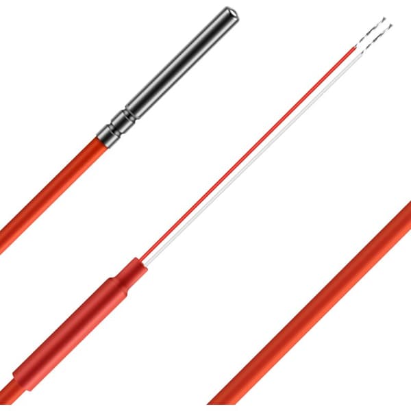 2-tråds PT1000 Temperatursensor, Silikongelbelagd Termistor, 1,5 Meter Sond, 45mm x 5 -50-180 Grader Celsius RTD