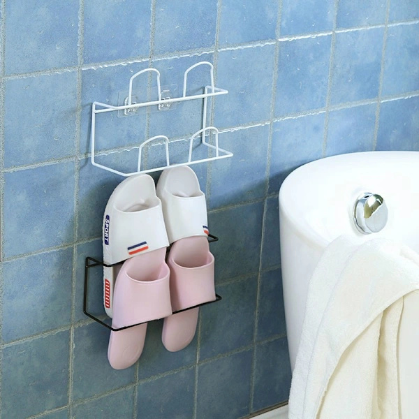 Drill-Free Double-Layer Iron Shoe Rack, White White Vit