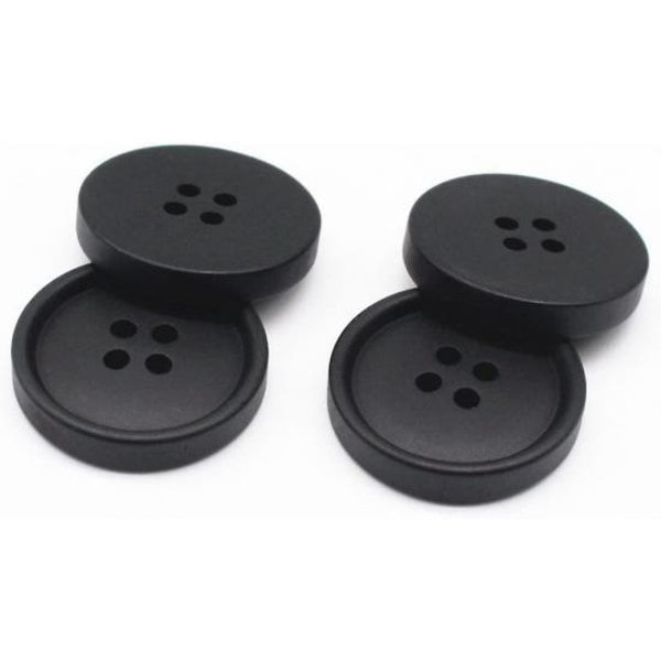 100 Large Black Buttons for DIY Sewing (25mm)