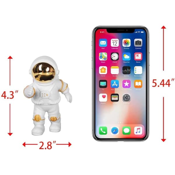 IC Vit hylledekorasjon, borddekorasjon, søt romfigur pynt (gull/hvit stor astronautfigur)
