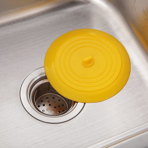 IC Badkarproppar Silikondiskpropp Köksdiskpropp 15,3 CM diameter for kjøkken, bad og vask Universal avloppspropp (1., gul)