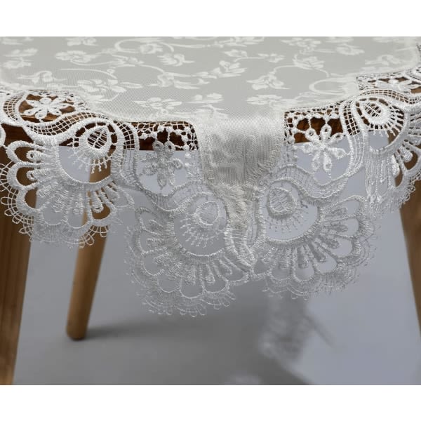 IC Lyxig fyrkantig liten duk Elegant blommig broderad spetsduk för festkök, middag och picknick (Typ C, 22\" x 22\")