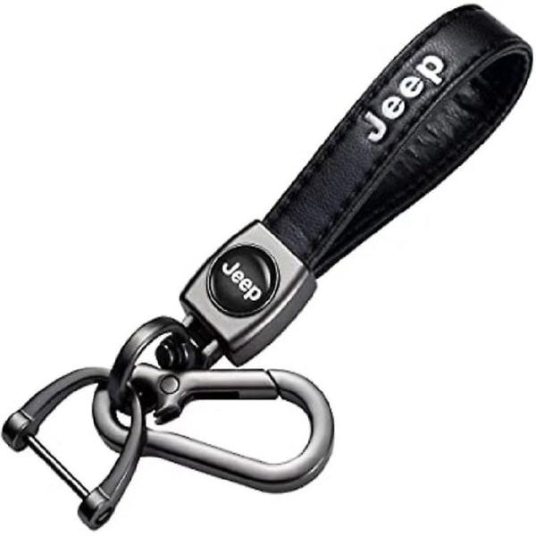 Læder nøglering krog nøglering med bilmærke logo fjeder spænde & ring kompatibel med hovedbil Ny design Jeep none